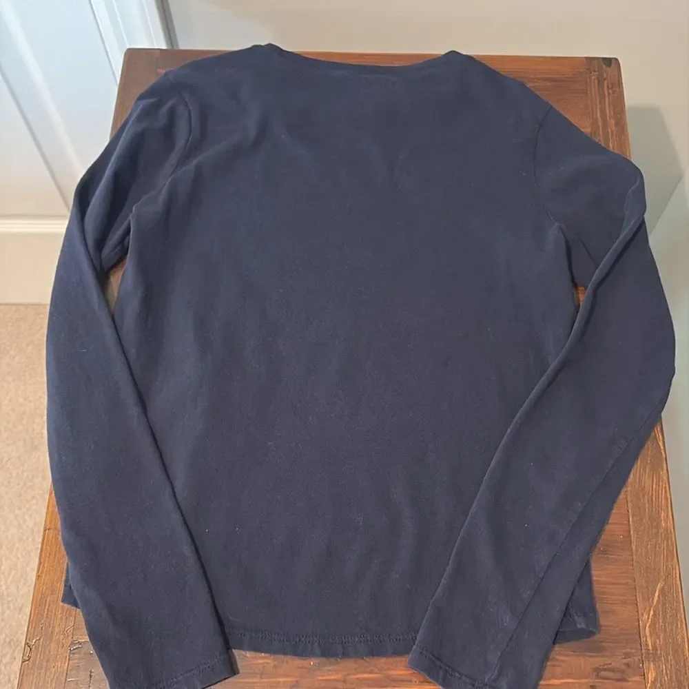 J Crew Crewcuts Girls Long Sleeve Navy Tee Shirt Size 10 - Picture 3 of 7